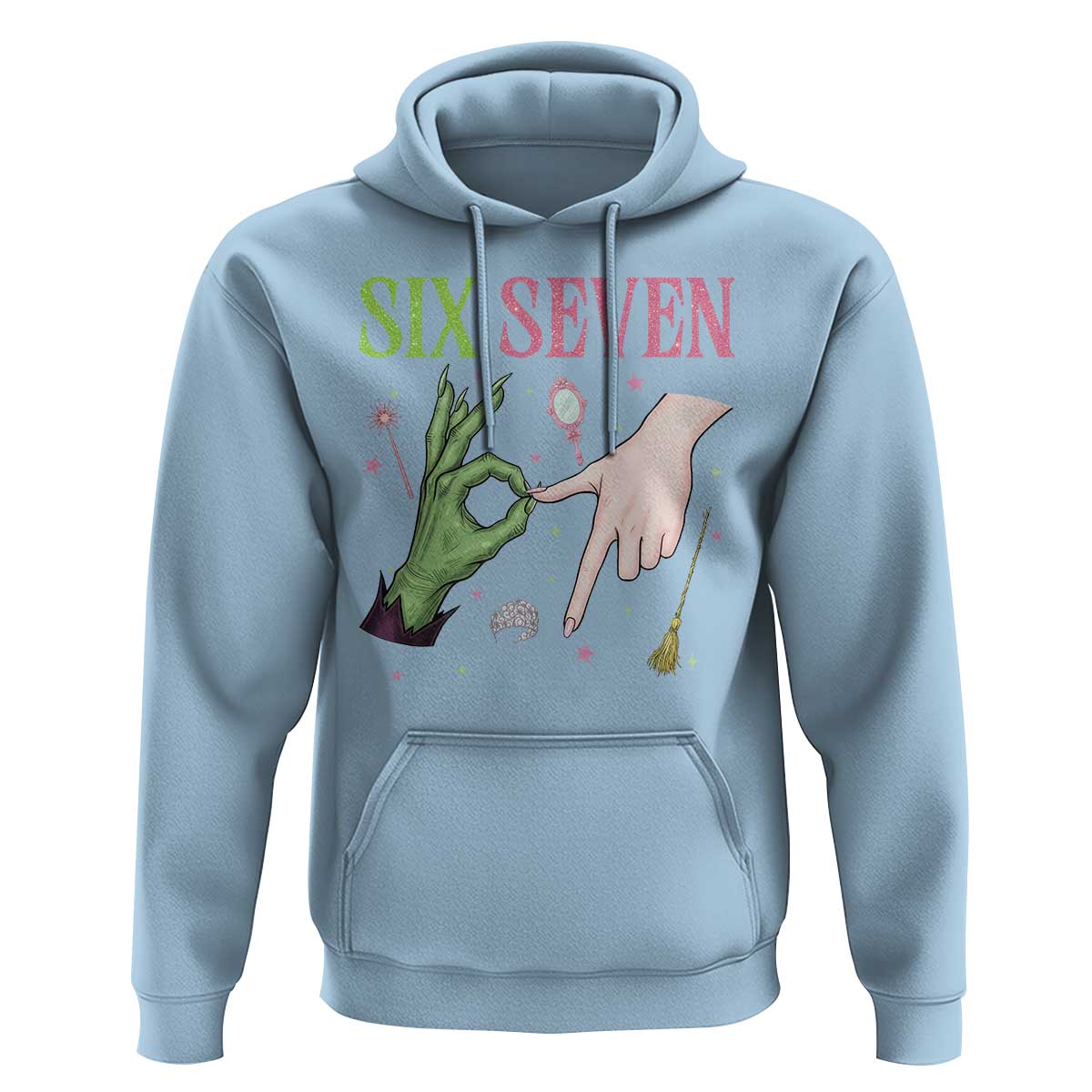 Funny Six Seven Witch Pink And Green Broomstick Magic Wand Hoodie - Wonder Print Shop