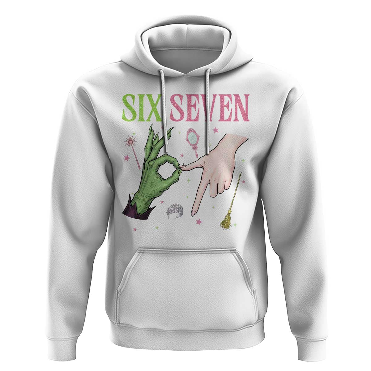 Funny Six Seven Witch Pink And Green Broomstick Magic Wand Hoodie - Wonder Print Shop