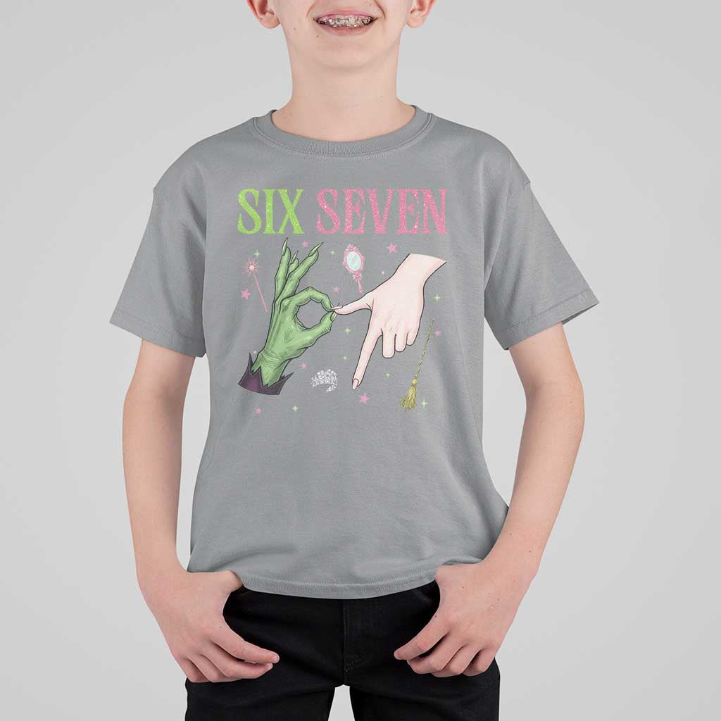 Funny Six Seven Witch Pink And Green Broomstick Magic Wand T Shirt For Kid - Wonder Print Shop