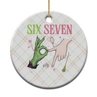 Funny Six Seven Witch Pink And Green Broomstick Magic Wand Ceramic Ornament - Wonder Print Shop
