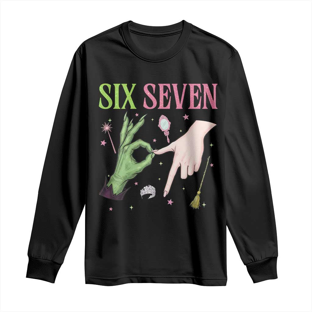 Funny Six Seven Witch Pink And Green Broomstick Magic Wand Long Sleeve Shirt - Wonder Print Shop