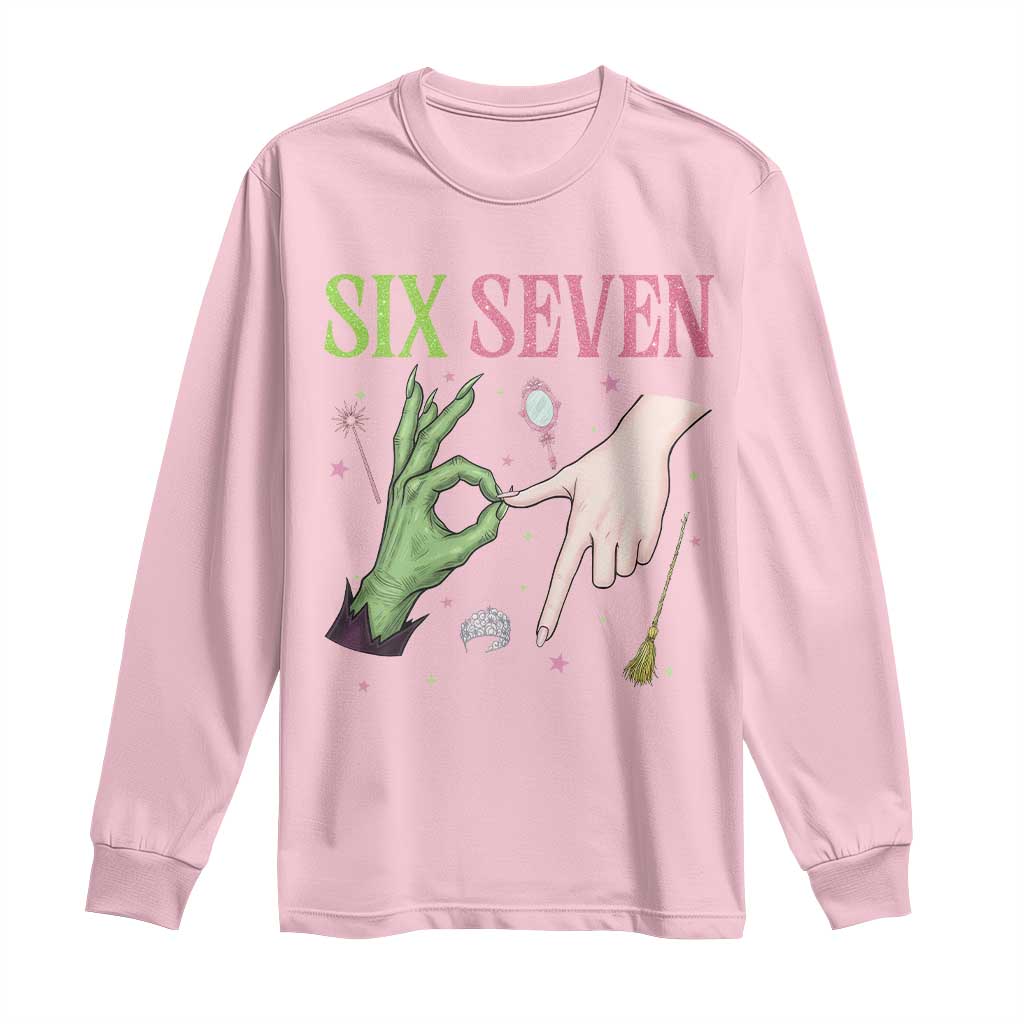 Funny Six Seven Witch Pink And Green Broomstick Magic Wand Long Sleeve Shirt - Wonder Print Shop