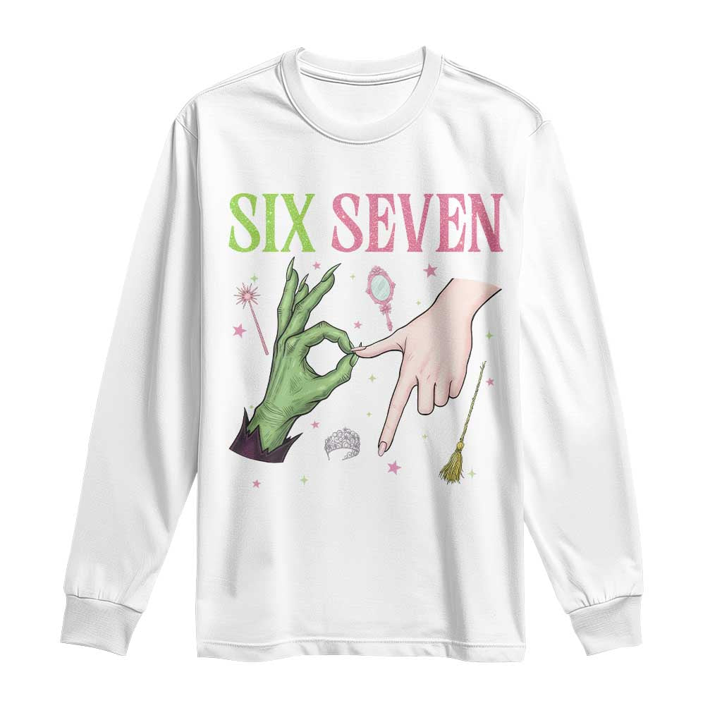Funny Six Seven Witch Pink And Green Broomstick Magic Wand Long Sleeve Shirt - Wonder Print Shop