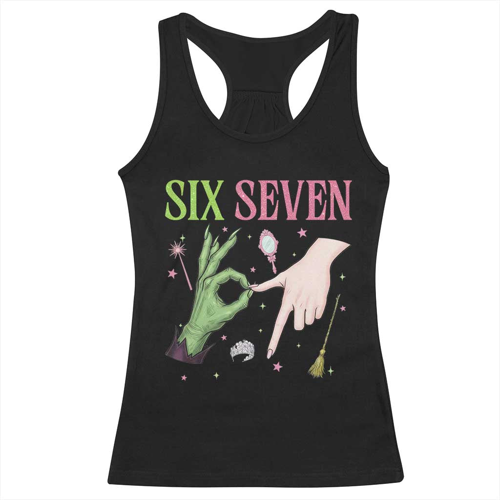 Funny Six Seven Witch Pink And Green Broomstick Magic Wand Racerback Tank Top - Wonder Print Shop