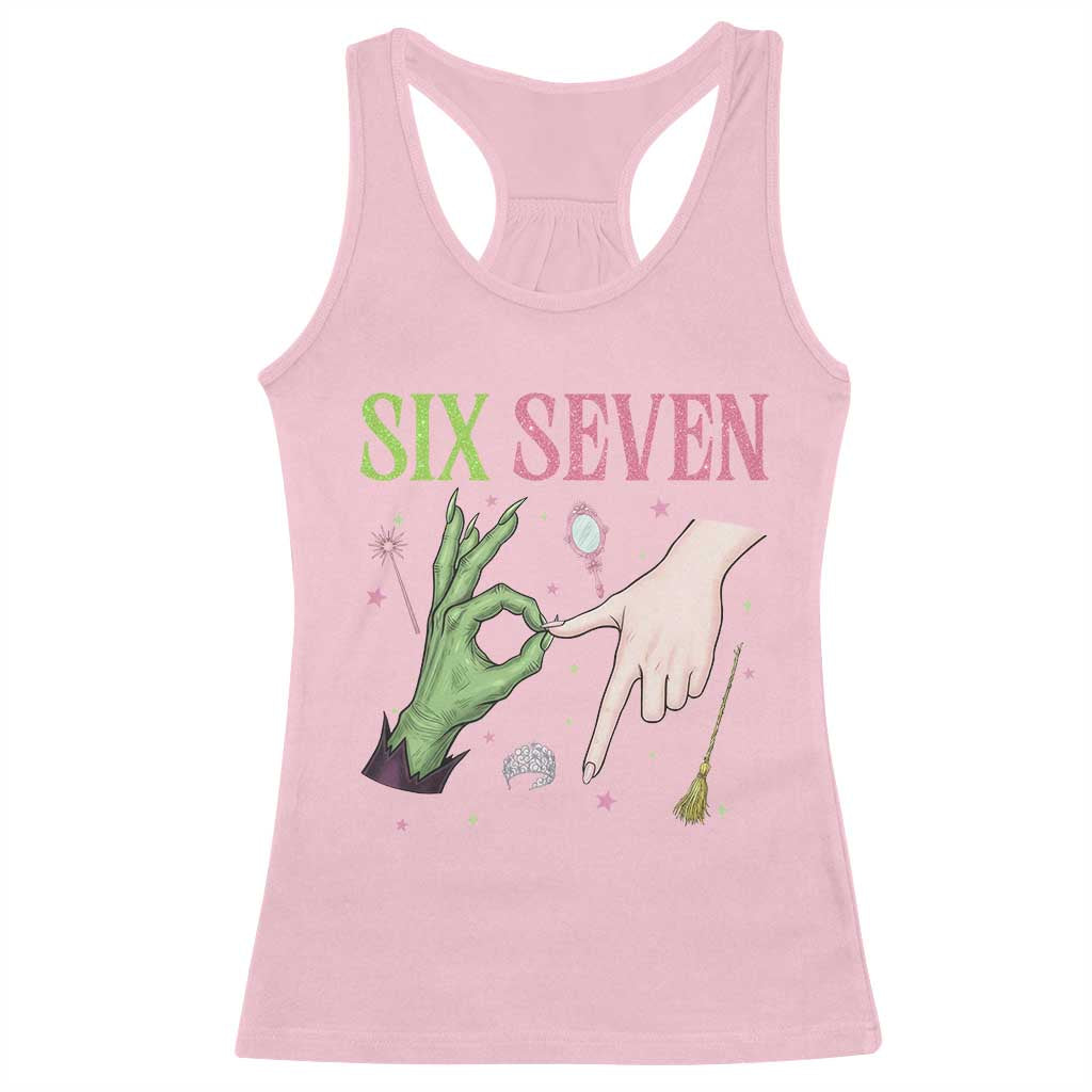 Funny Six Seven Witch Pink And Green Broomstick Magic Wand Racerback Tank Top - Wonder Print Shop