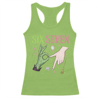 Funny Six Seven Witch Pink And Green Broomstick Magic Wand Racerback Tank Top - Wonder Print Shop