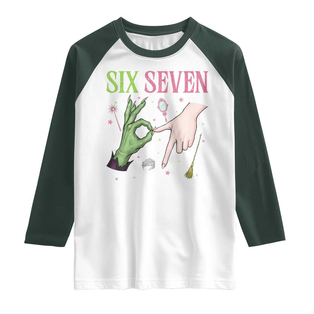 Funny Six Seven Witch Pink And Green Broomstick Magic Wand Raglan Shirt - Wonder Print Shop