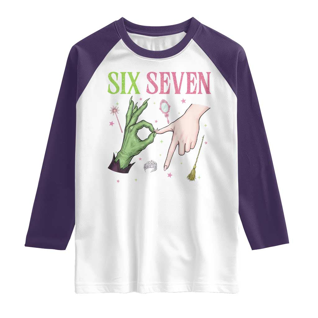Funny Six Seven Witch Pink And Green Broomstick Magic Wand Raglan Shirt - Wonder Print Shop