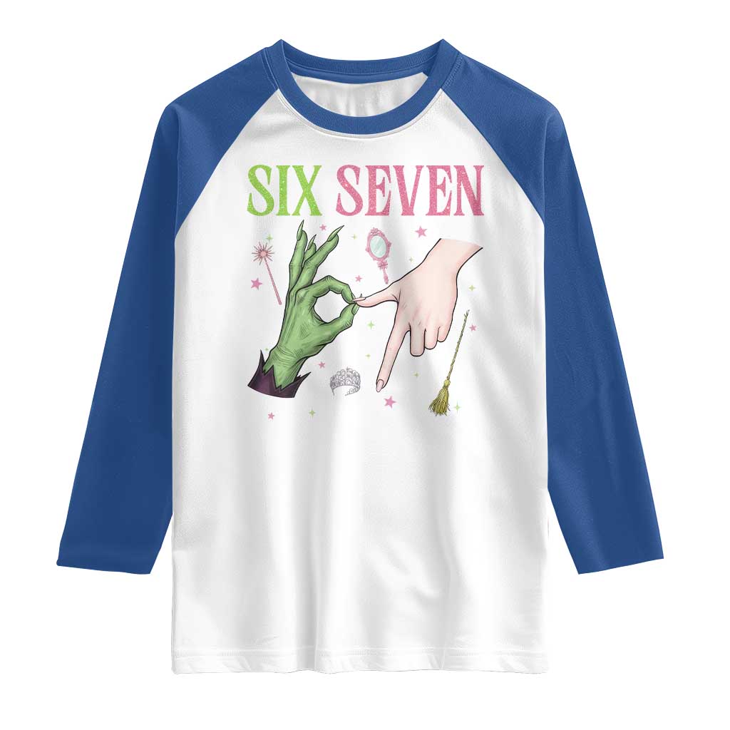 Funny Six Seven Witch Pink And Green Broomstick Magic Wand Raglan Shirt - Wonder Print Shop