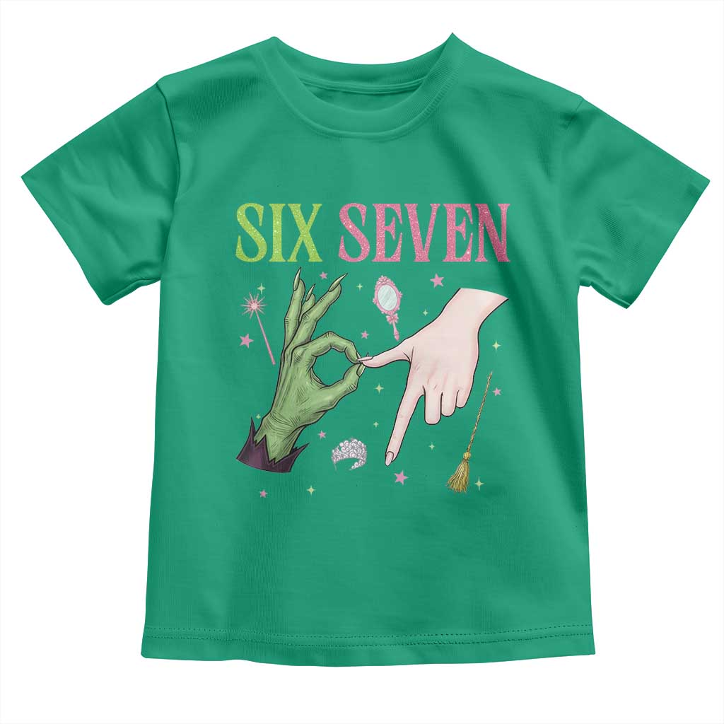 Funny Six Seven Witch Pink And Green Broomstick Magic Wand Toddler T Shirt - Wonder Print Shop