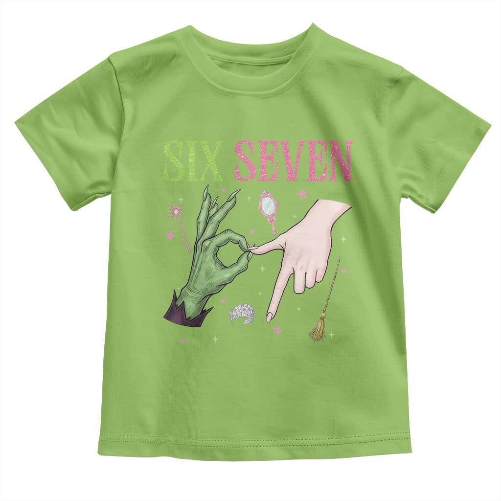 Funny Six Seven Witch Pink And Green Broomstick Magic Wand Toddler T Shirt - Wonder Print Shop