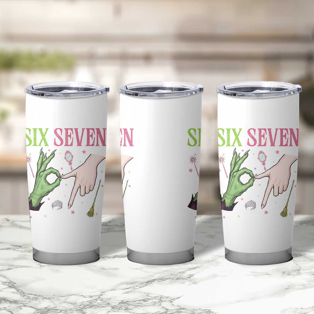 Funny Six Seven Witch Pink And Green Broomstick Magic Wand Tumbler Cup - Wonder Print Shop