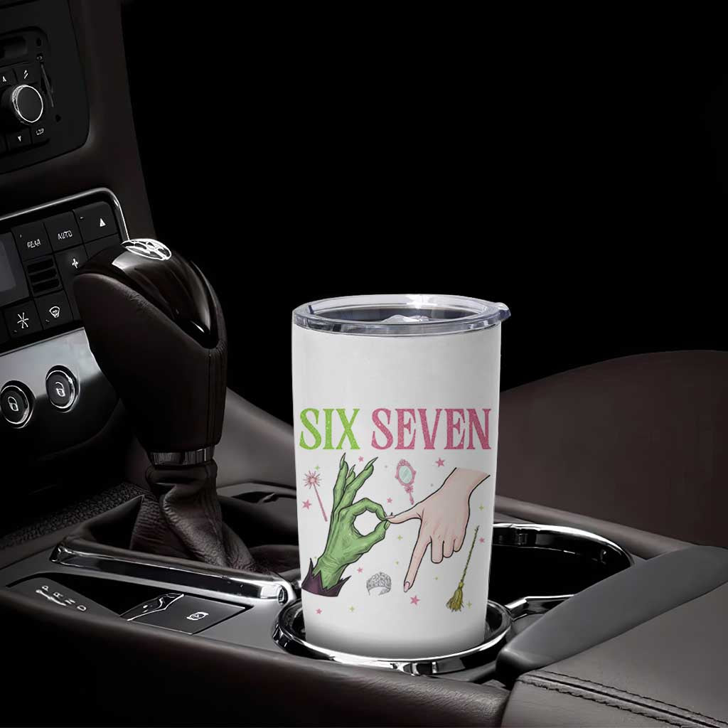 Funny Six Seven Witch Pink And Green Broomstick Magic Wand Tumbler Cup - Wonder Print Shop