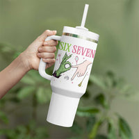 Funny Six Seven Witch Pink And Green Broomstick Magic Wand Tumbler With Handle - Wonder Print Shop