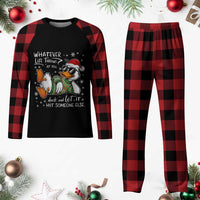 Funny Whatever Life Throws At You Duck And Let It Hit Someone Else Christmas Plaid Pajama Set - Wonder Print Shop