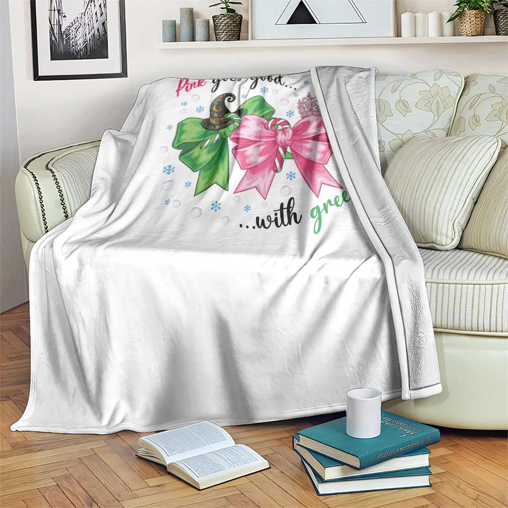 Funny Christmas Witch Pink Goes Good With Green Throw Blanket - Wonder Print Shop