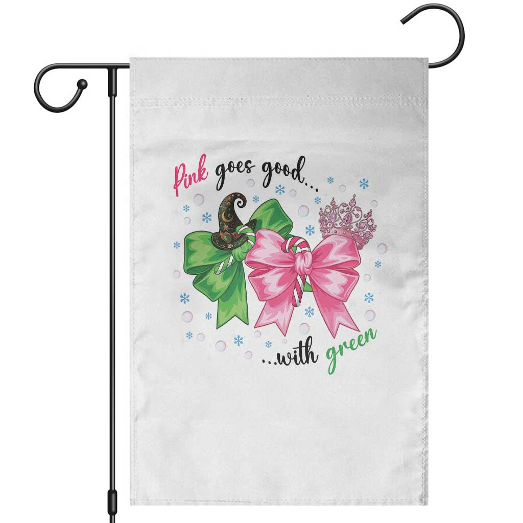 Funny Christmas Witch Pink Goes Good With Green Garden Flag - Wonder Print Shop