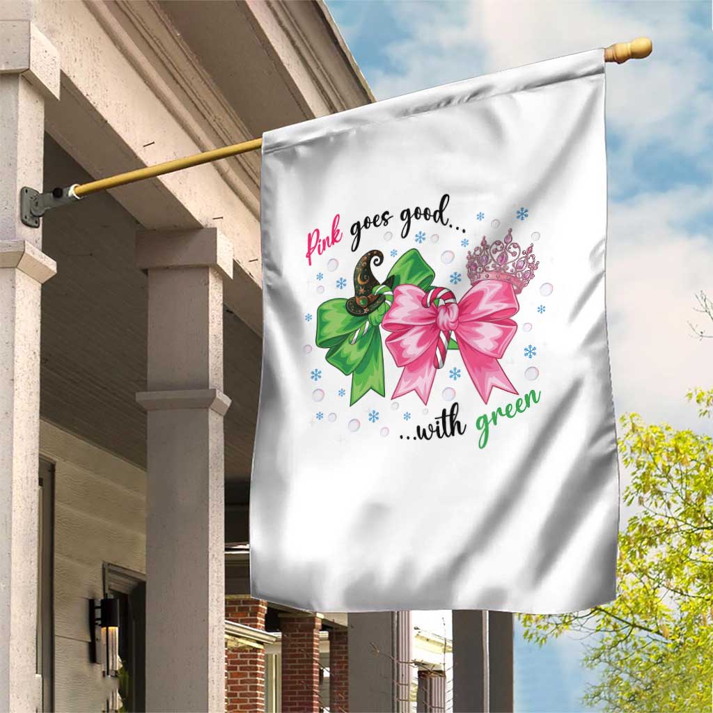 Funny Christmas Witch Pink Goes Good With Green Garden Flag - Wonder Print Shop