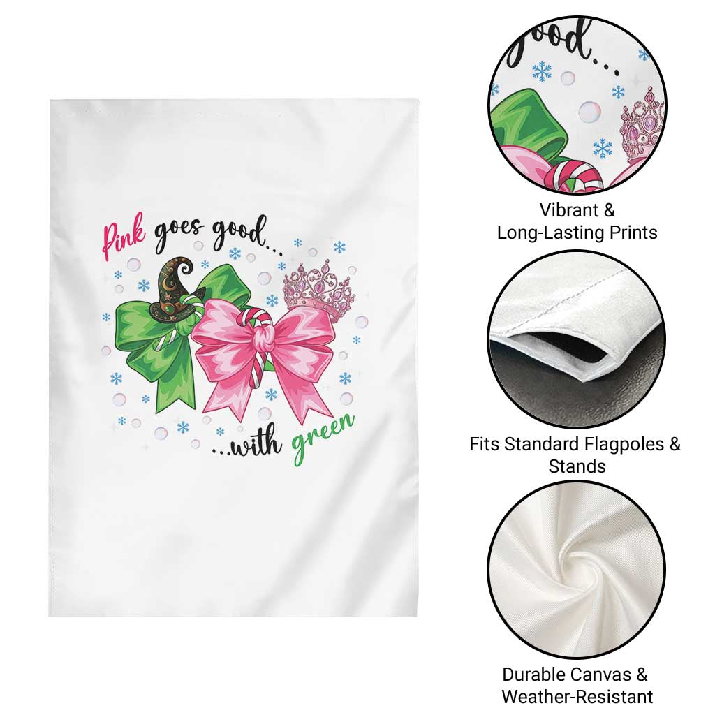 Funny Christmas Witch Pink Goes Good With Green Garden Flag - Wonder Print Shop