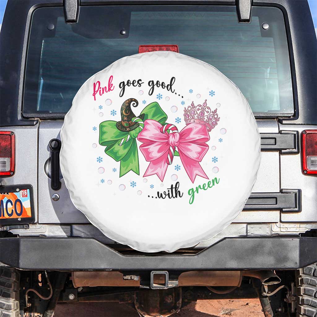 Funny Christmas Witch Pink Goes Good With Green Spare Tire Cover - Wonder Print Shop