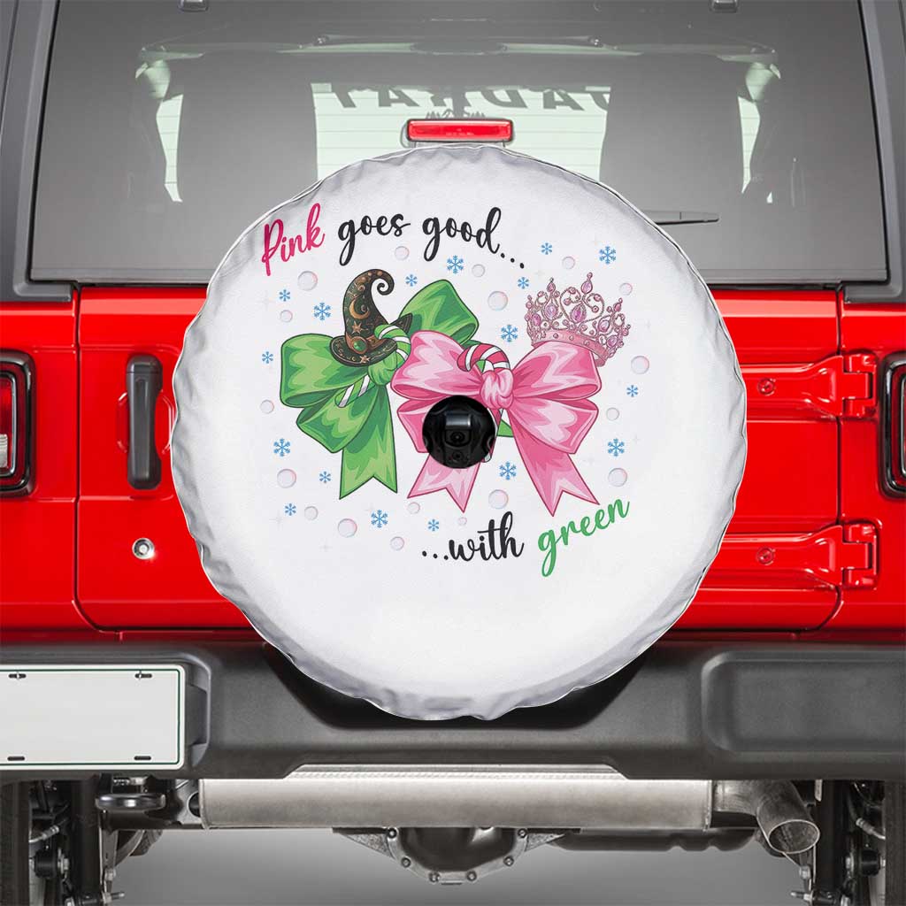 Funny Christmas Witch Pink Goes Good With Green Spare Tire Cover - Wonder Print Shop