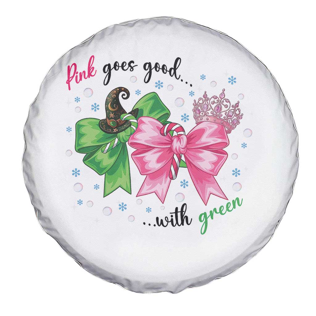 Funny Christmas Witch Pink Goes Good With Green Spare Tire Cover - Wonder Print Shop