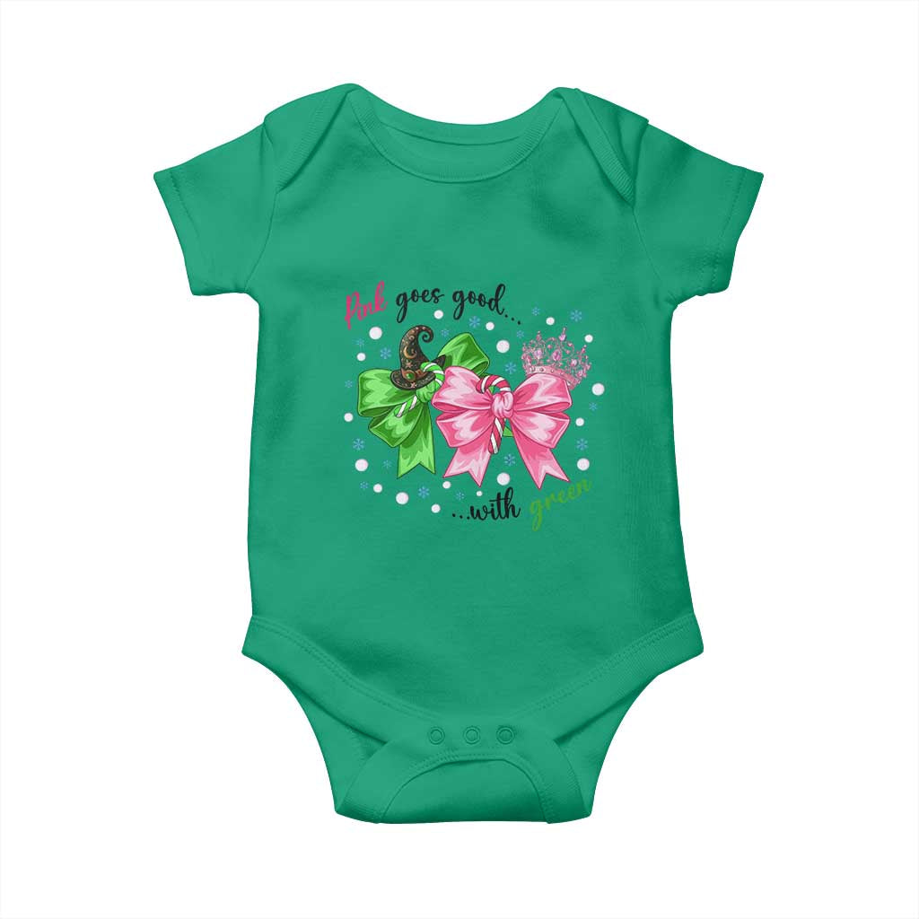 Funny Christmas Witch Pink Goes Good With Green Baby Onesie - Wonder Print Shop