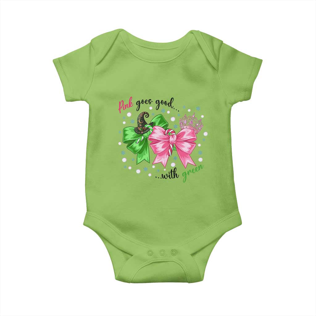 Funny Christmas Witch Pink Goes Good With Green Baby Onesie - Wonder Print Shop