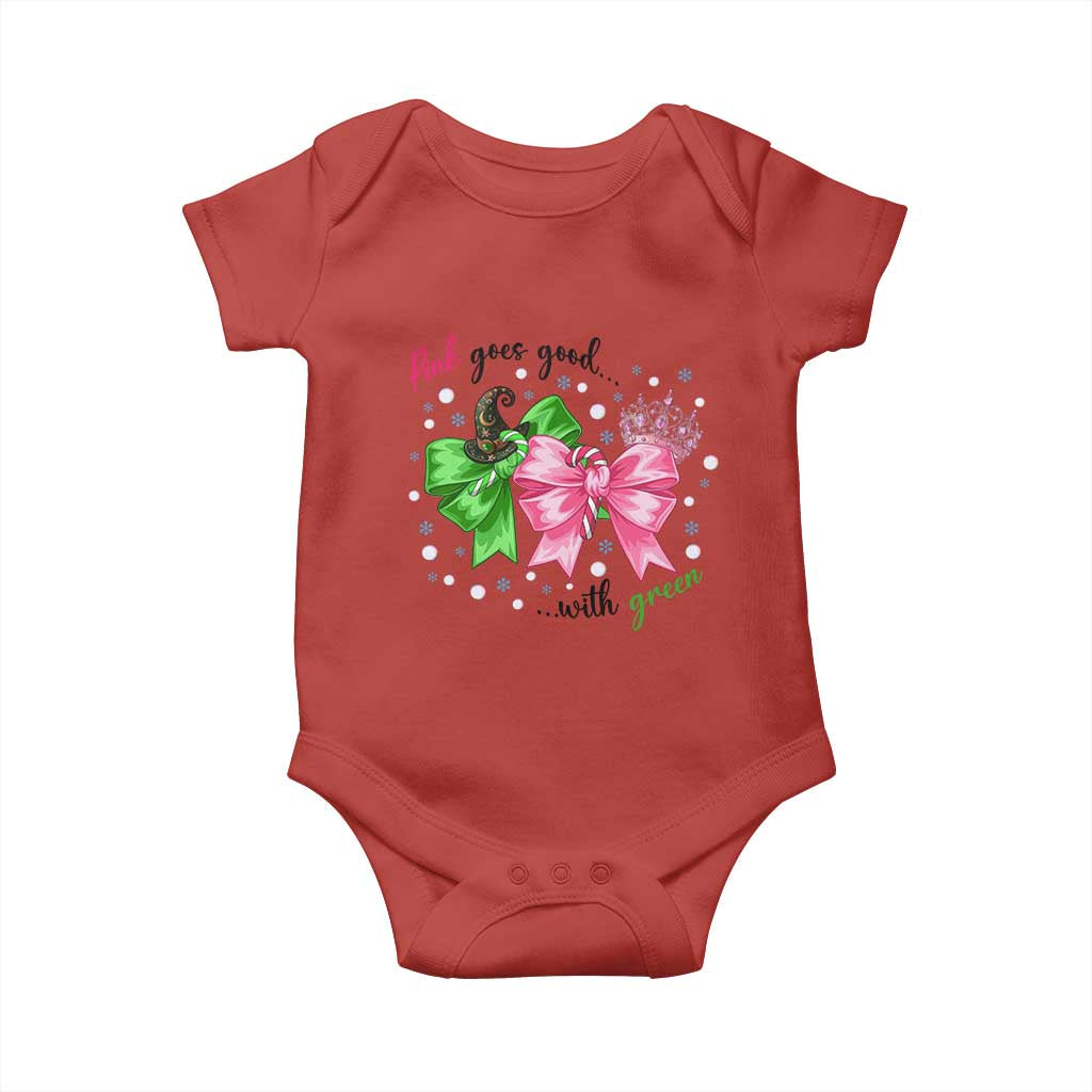 Funny Christmas Witch Pink Goes Good With Green Baby Onesie - Wonder Print Shop