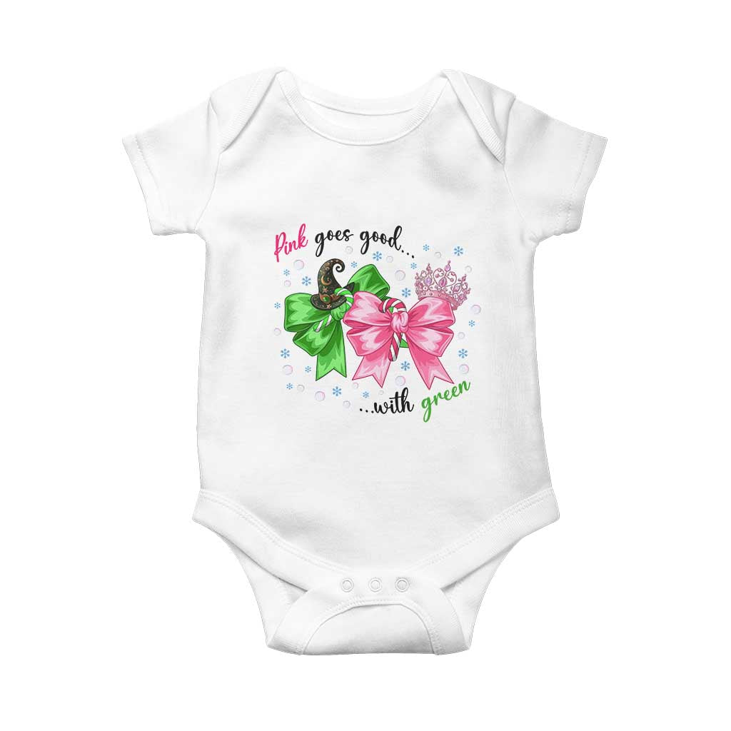 Funny Christmas Witch Pink Goes Good With Green Baby Onesie - Wonder Print Shop