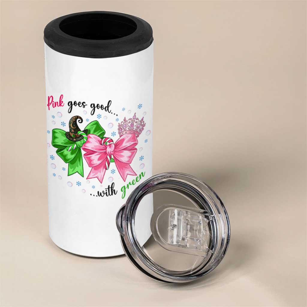 Funny Christmas Witch Pink Goes Good With Green 4 in 1 Can Cooler Tumbler - Wonder Print Shop