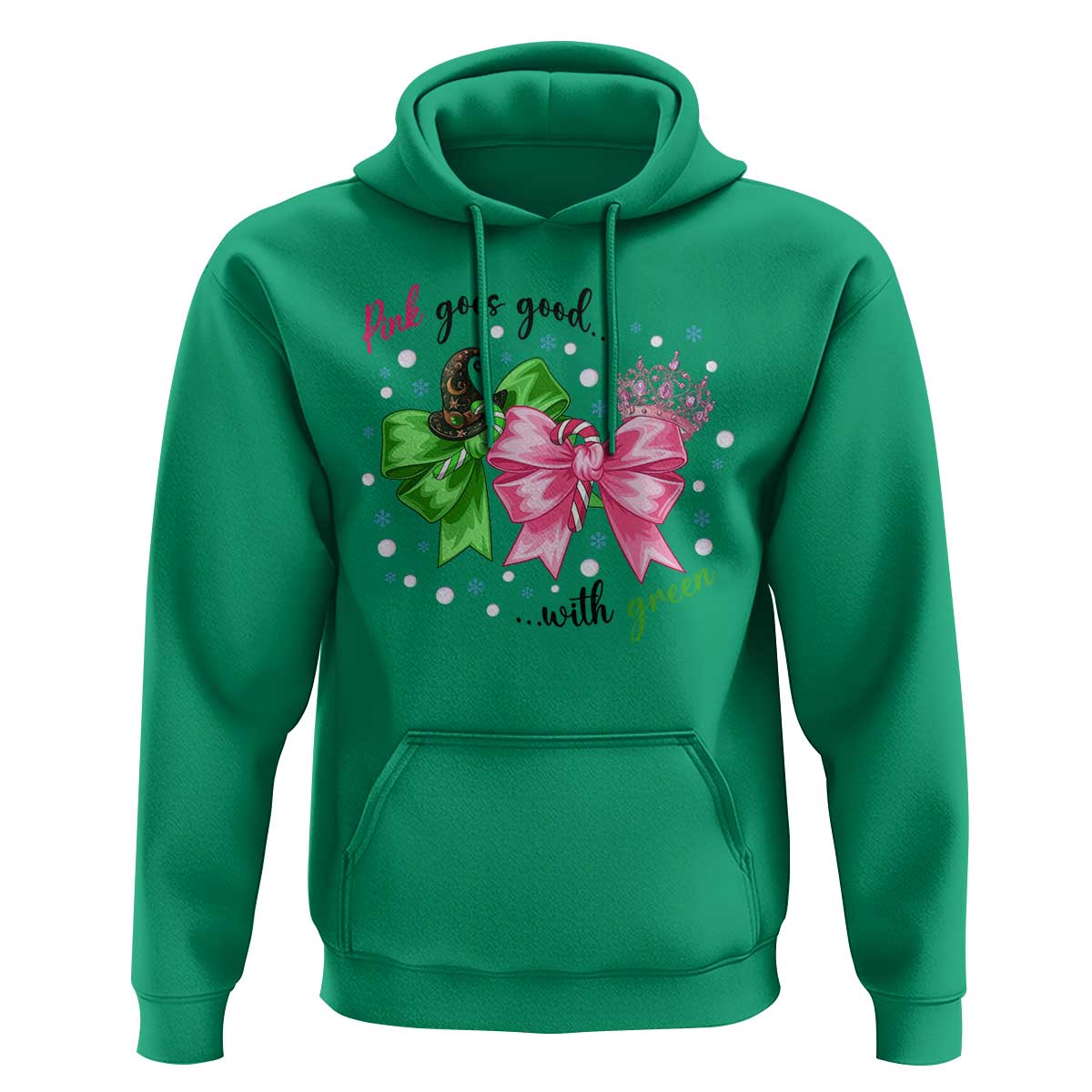 Funny Christmas Witch Pink Goes Good With Green Hoodie - Wonder Print Shop