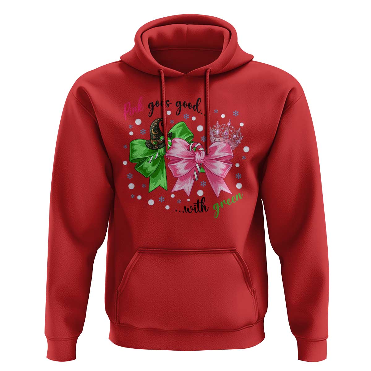 Funny Christmas Witch Pink Goes Good With Green Hoodie - Wonder Print Shop
