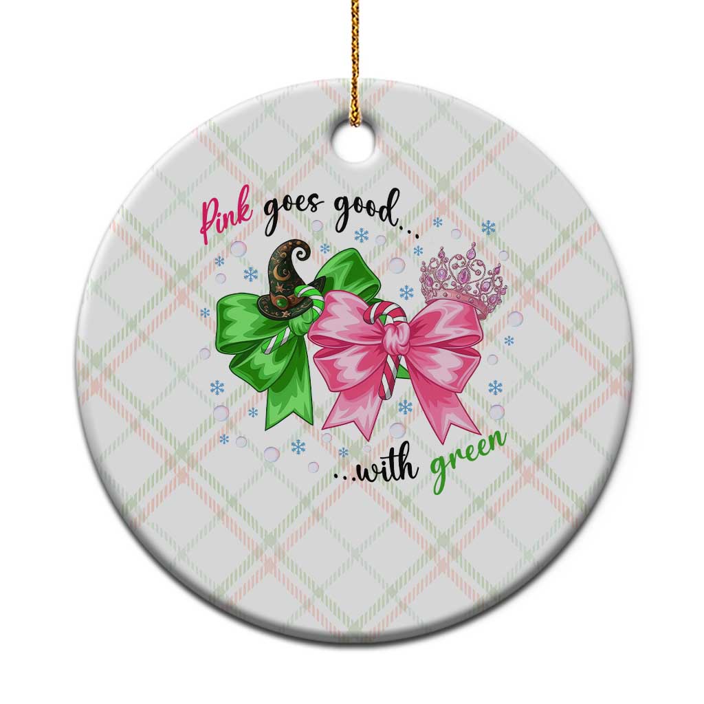 Funny Christmas Witch Pink Goes Good With Green Ceramic Ornament - Wonder Print Shop