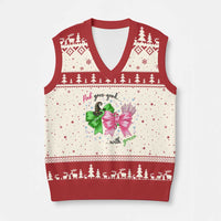 Funny Christmas Witch Pink Goes Good With Green V-Neck Knit Sweater Vest - Wonder Print Shop