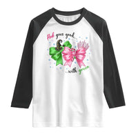 Funny Christmas Witch Pink Goes Good With Green Raglan Shirt - Wonder Print Shop