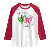 Funny Christmas Witch Pink Goes Good With Green Raglan Shirt - Wonder Print Shop