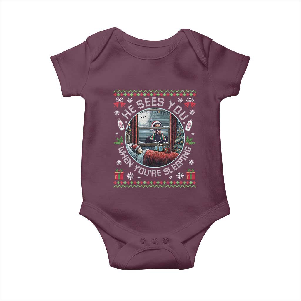 Funny Christmas Diddy Baby Onesie He Sees You When You Are Sleeping Baby Oil Ugly Xmas - Wonder Print Shop