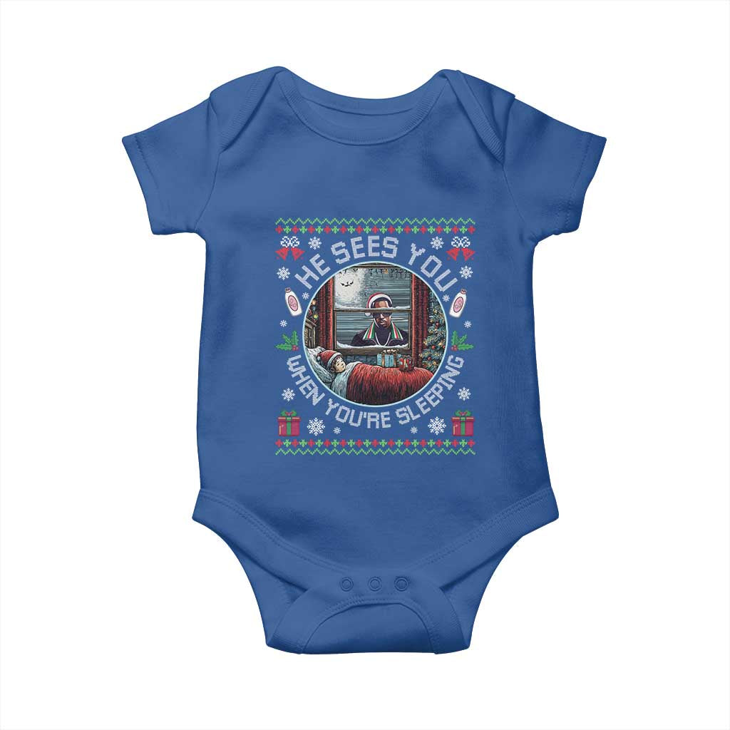 Funny Christmas Diddy Baby Onesie He Sees You When You Are Sleeping Baby Oil Ugly Xmas - Wonder Print Shop