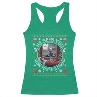 Funny Christmas Diddy Racerback Tank Top He Sees You When You Are Sleeping Baby Oil Ugly Xmas - Wonder Print Shop