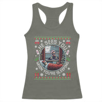 Funny Christmas Diddy Racerback Tank Top He Sees You When You Are Sleeping Baby Oil Ugly Xmas - Wonder Print Shop