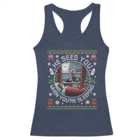 Funny Christmas Diddy Racerback Tank Top He Sees You When You Are Sleeping Baby Oil Ugly Xmas - Wonder Print Shop