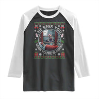 Funny Christmas Diddy Raglan Shirt He Sees You When You Are Sleeping Baby Oil Ugly Xmas - Wonder Print Shop