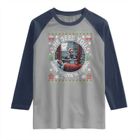 Funny Christmas Diddy Raglan Shirt He Sees You When You Are Sleeping Baby Oil Ugly Xmas - Wonder Print Shop