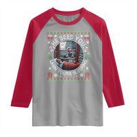 Funny Christmas Diddy Raglan Shirt He Sees You When You Are Sleeping Baby Oil Ugly Xmas - Wonder Print Shop