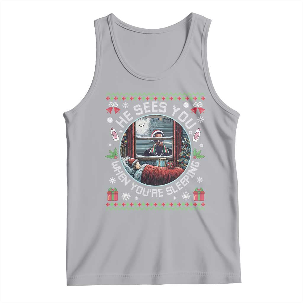 Funny Christmas Diddy Tank Top He Sees You When You Are Sleeping Baby Oil Ugly Xmas - Wonder Print Shop