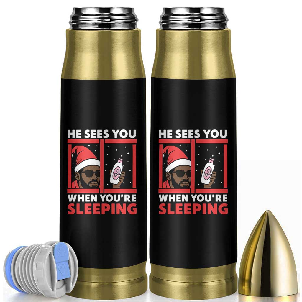 Funny Christmas Diddy Bullet Tumbler He Sees You When You Are Sleeping Baby Oil - Wonder Print Shop