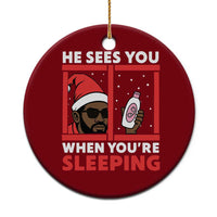 Funny Christmas Diddy Ceramic Ornament He Sees You When You Are Sleeping Baby Oil - Wonder Print Shop