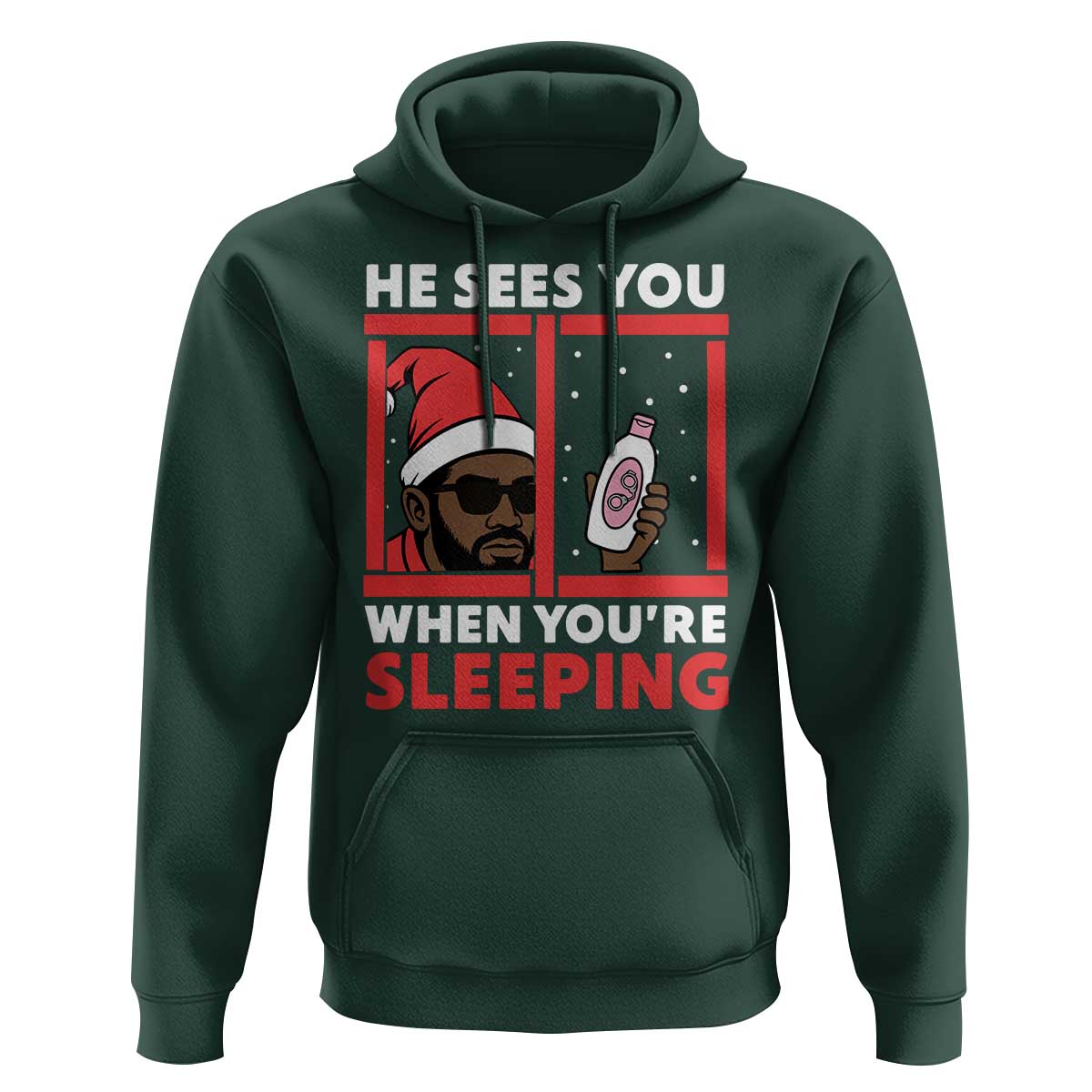 Funny Christmas Diddy Hoodie He Sees You When You Are Sleeping Baby Oil - Wonder Print Shop