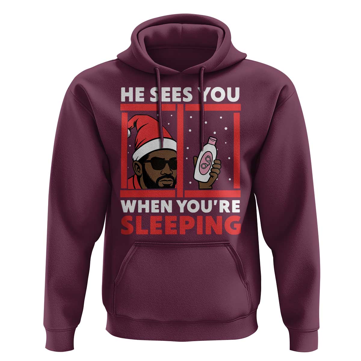 Funny Christmas Diddy Hoodie He Sees You When You Are Sleeping Baby Oil - Wonder Print Shop